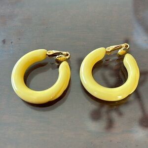 Vintage Lucite yellow clip earrings